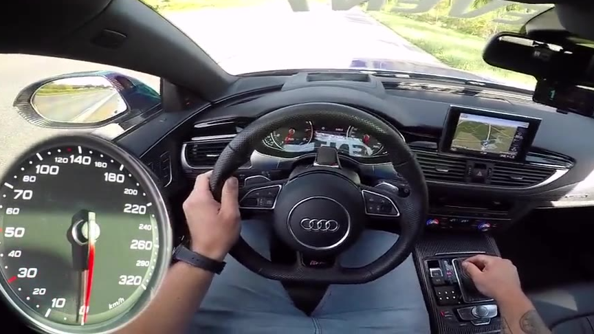 第一视角试驾奥迪RS7 750马力 325km h爆表体验 加速度和最高速度。